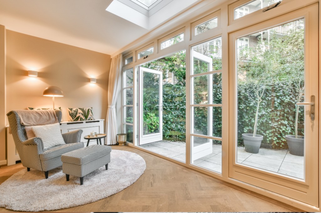 Bright vacation rental living space ready for guests